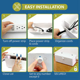 Power Strip Cover Box - Effectively Baby Proofs Power Strip on Floor or Wall. Large 13" with Double Lock, Convenient Side Openings for Cords & Cables. Protects Small Hands & Fingers