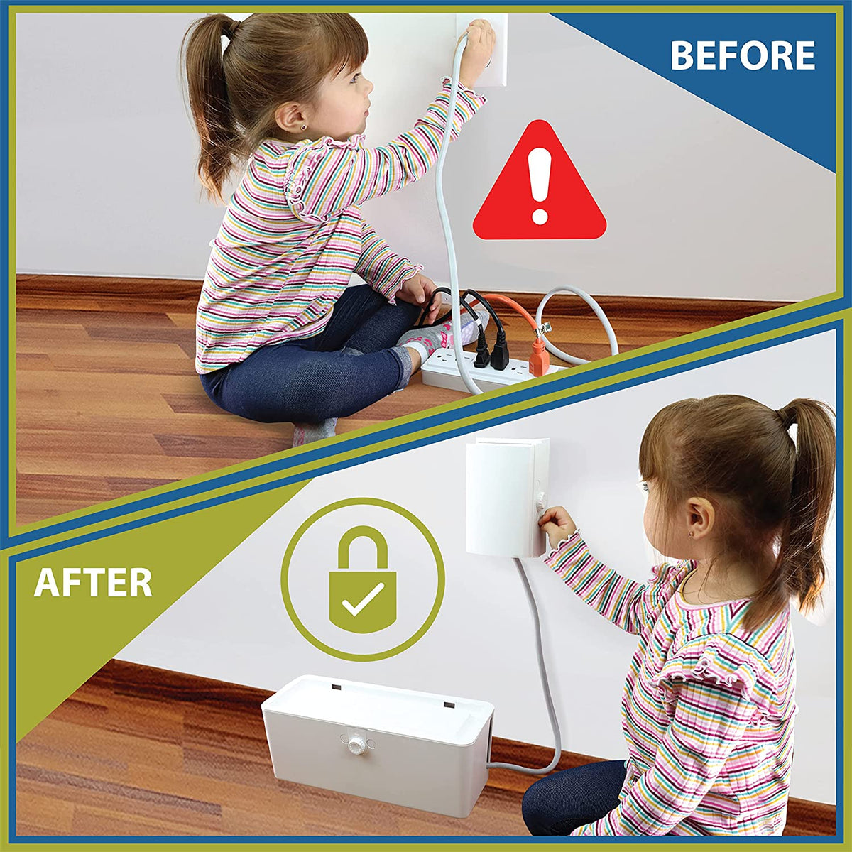 Power Strip Cover and Outlet Cover Box Effectively Baby Proofs Power
