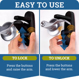 Door Lever Lock (1 Pack) Prevents Toddlers from Opening Doors. 3.25" L * 1.5" W * 4.5" H Easy One Hand Operation for Adults. Durable ABS with 3M Adhesive Backing. Simple Install (Black)