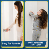 Child Safety Door Knob Cover (6 Pack) Hard-to-Remove Dual-Lock | Semi-Clear