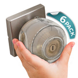 Child Safety Door Knob Cover (6 Pack) Hard-to-Remove Dual-Lock | Semi-Clear