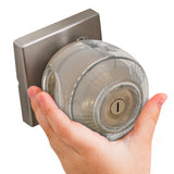 Child Safety Door Knob Cover (4 Pack) Hard-to-Remove Dual-Lock | Semi-Clear