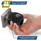 Child Safety Door Knob Cover (4 Pack) Hard-to-Remove Dual-Lock | Black