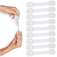 Child Safety Locks -VALUE PACK (10 Straps)- No Tools or Drilling (White/White)