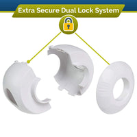 Child Safety Door Knob Cover (4 Pack) Hard-to-Remove Dual-Lock Door Handle Covers for Kids - Reusable Baby Proof Door Knob Locks - Installs Easily, No Tools Needed
