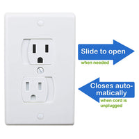 Universal Self-Closing Outlet Covers | Babyproofing Covers for Baby, Toddler and Children Safety (8 Pack)