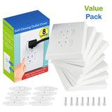 Universal Self-Closing Outlet Covers | Babyproofing Covers for Baby, Toddler and Children Safety (8 Pack)