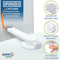 Baby Toilet Lock (3 Pack) Ideal Baby Proof Toilet Lid Lock with Arm – No Tools Needed Easy Installation with 3M Adhesive – Top Safety Toilet Seat Lock – Fits Most Toilets – White