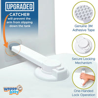 Toilet Locks Baby Proof (2 Pack) Ideal Child Proof Toilet Lid Lock with Arm – No Tools Needed Easy Installation with 3M Adhesive – Top Safety Toilet Seat Lock – Fits Most Toilets – White