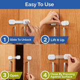 Child Safety Strap Locks to Childproof Cabinets, Drawers, Appliances & More 2022 (4-Pack, White)