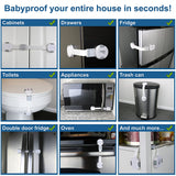 Reusable Child Safety Lock Set (6 Pack + 12 Pads) | Babyproofing Latches